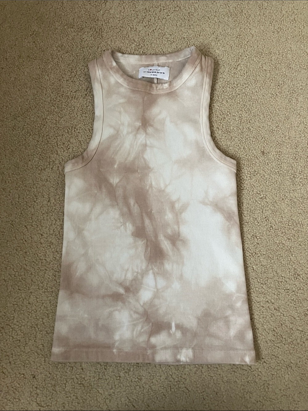 Wispy tie dye ribbed "not so basic" tank top, organic cotton, limited edition xs